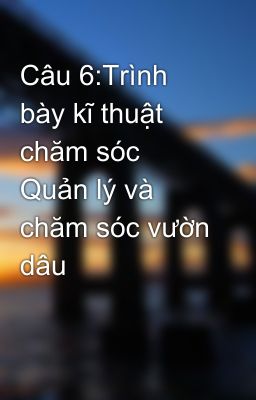 Câu 6:Trình bày kĩ thuật chăm sóc Quản lý và chăm sóc vườn dâu